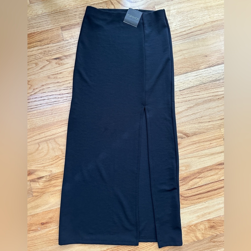 Topshop Stretch Black Maxi Skirt US 2